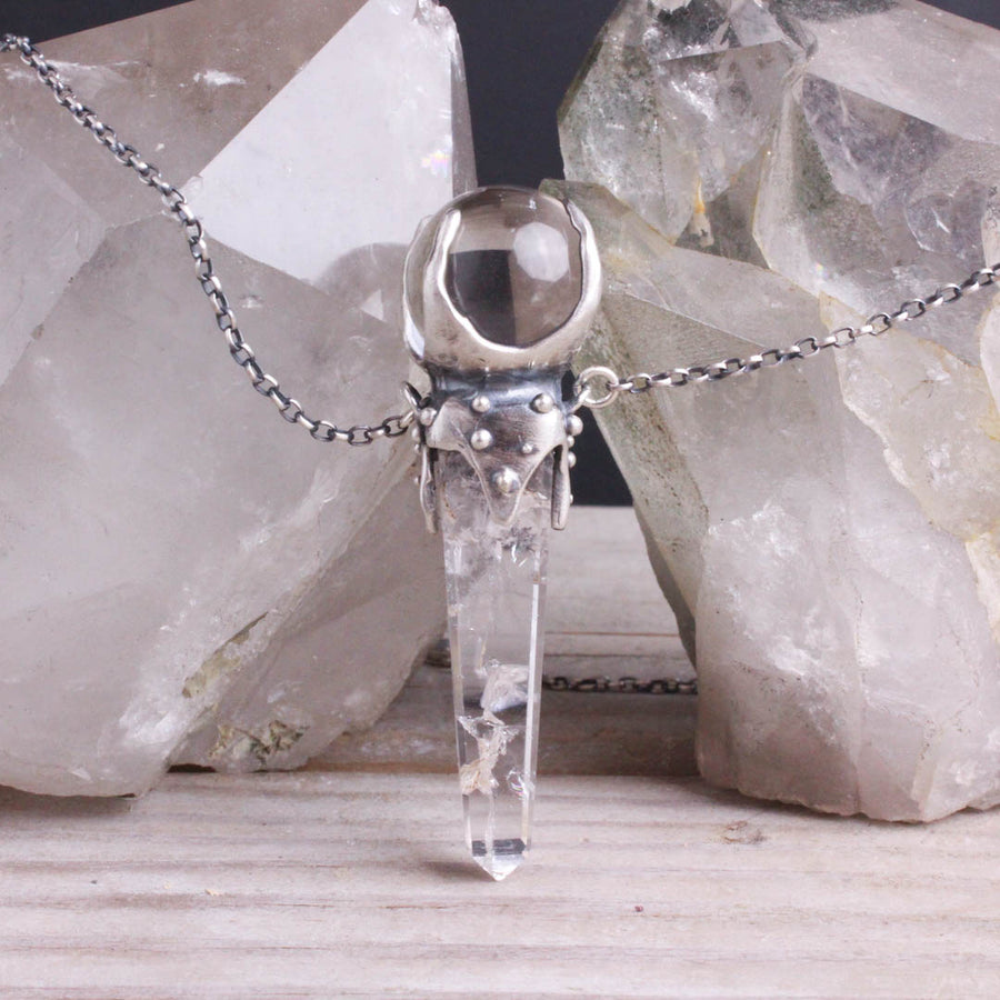 All Knowing Crystal Ball Necklace // Quartz