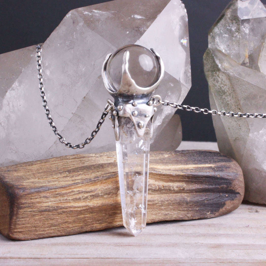All Knowing Crystal Ball Necklace // Quartz