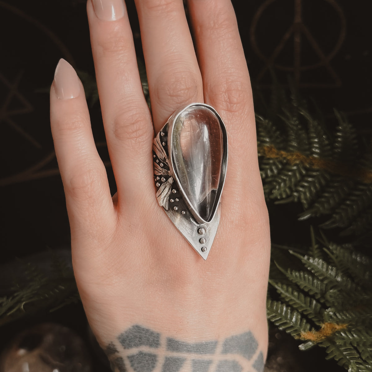Flora Shield Ring // Tourmalated Quartz