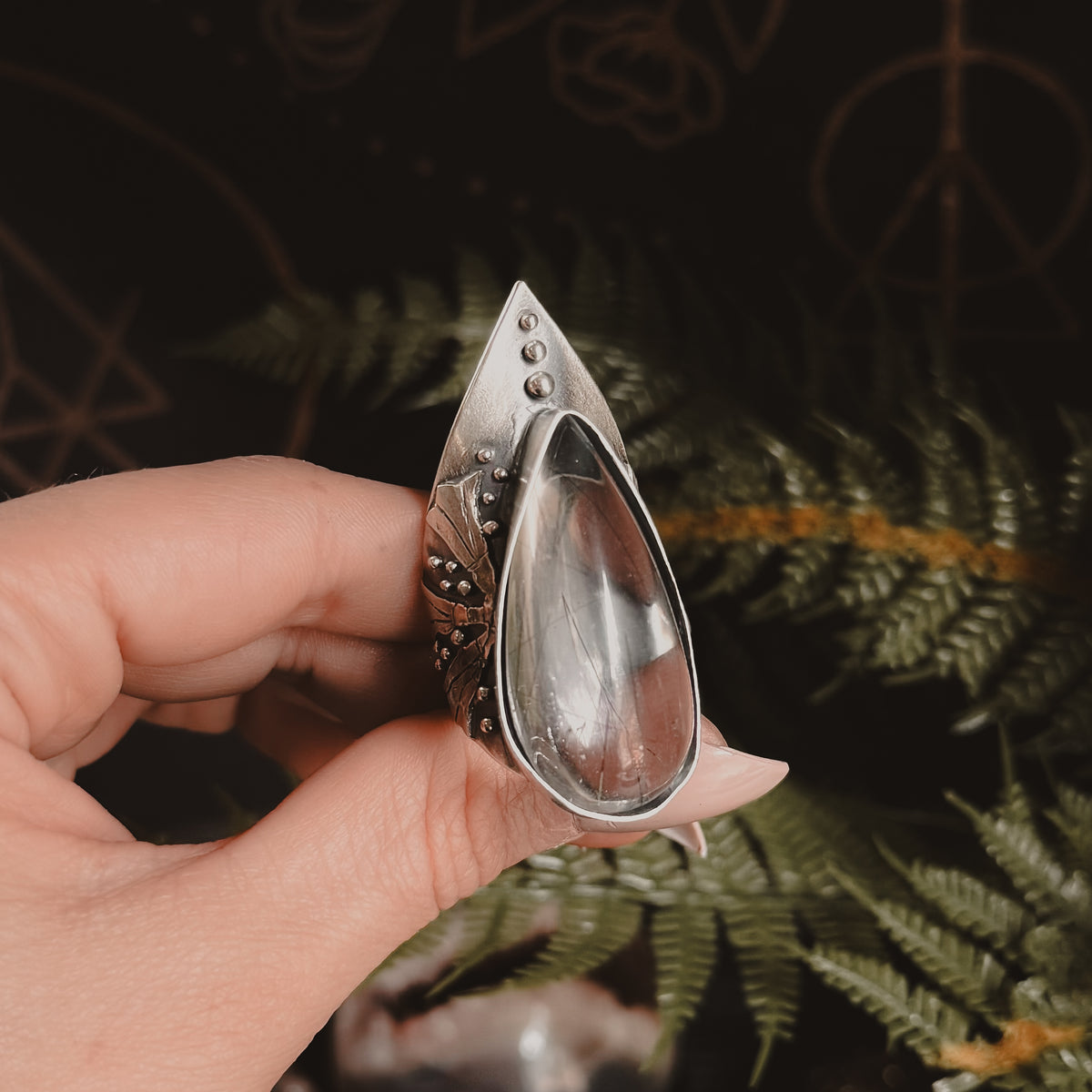 Flora Shield Ring // Tourmalated Quartz