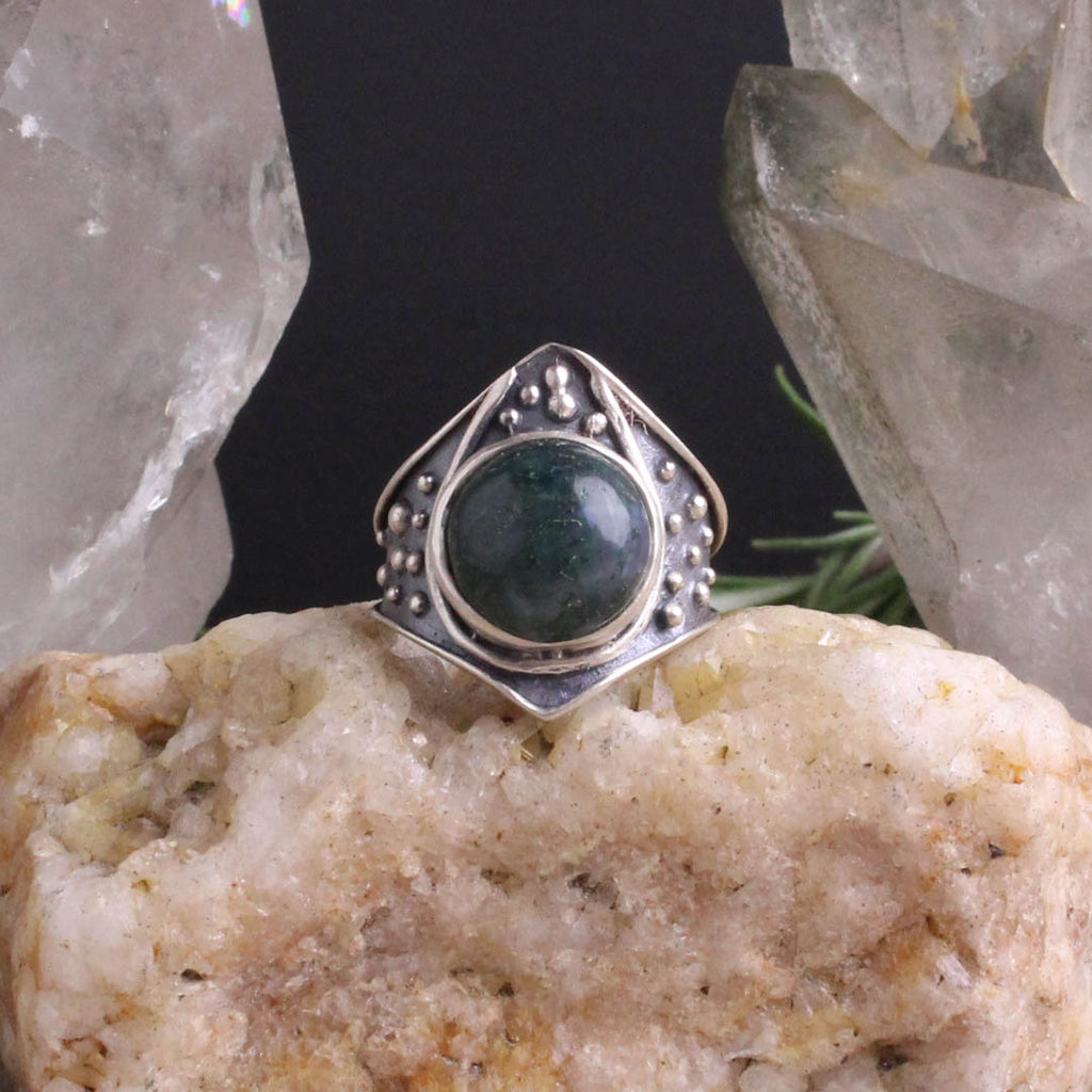 Draco Ring // Moss Agate - Acid Queen Jewelry