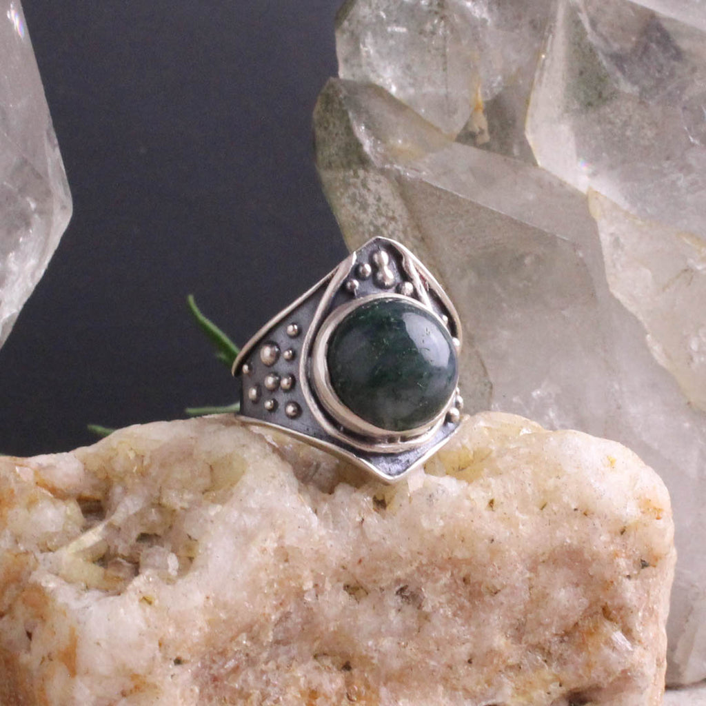 Draco Ring // Moss Agate - Acid Queen Jewelry