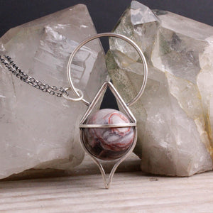 Crystal Ball Pendulum Necklace // Petrified Wood