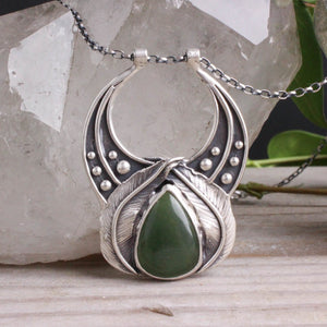 Winged Moon Necklace // Jade