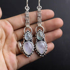 Morgana Dangle Earrings // Aquamarine + Rainbow Moonstone - Acid Queen Jewelry