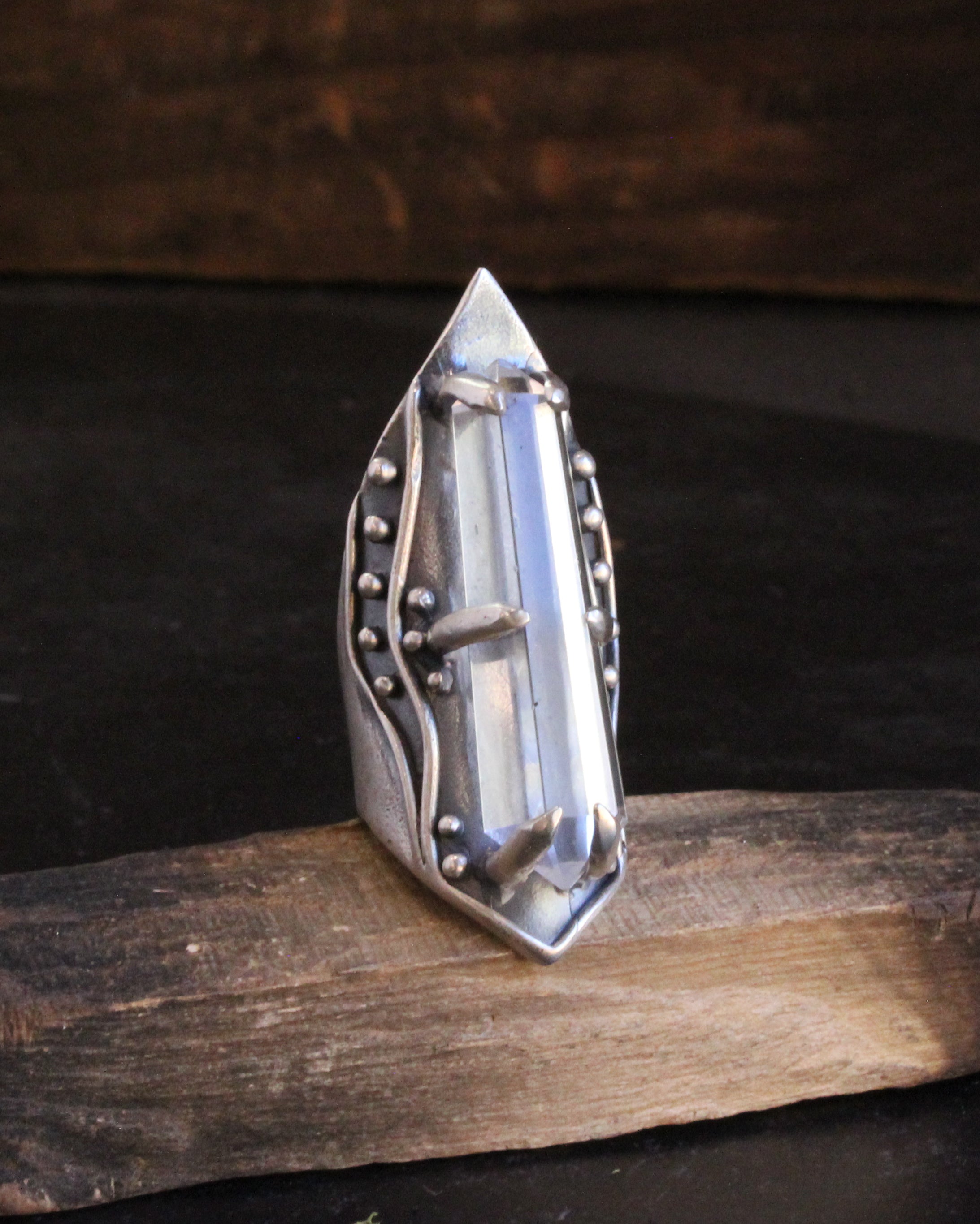 acidbride AR-43-2 メタルリング Guinevere Amplifier Ring // Quartz – Acid Queen Jewelry