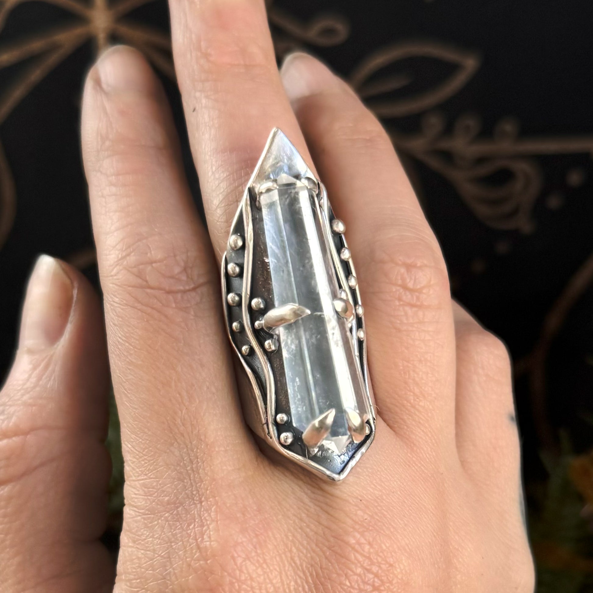 acidbride AR-43-2 メタルリング Guinevere Amplifier Ring // Quartz – Acid Queen Jewelry