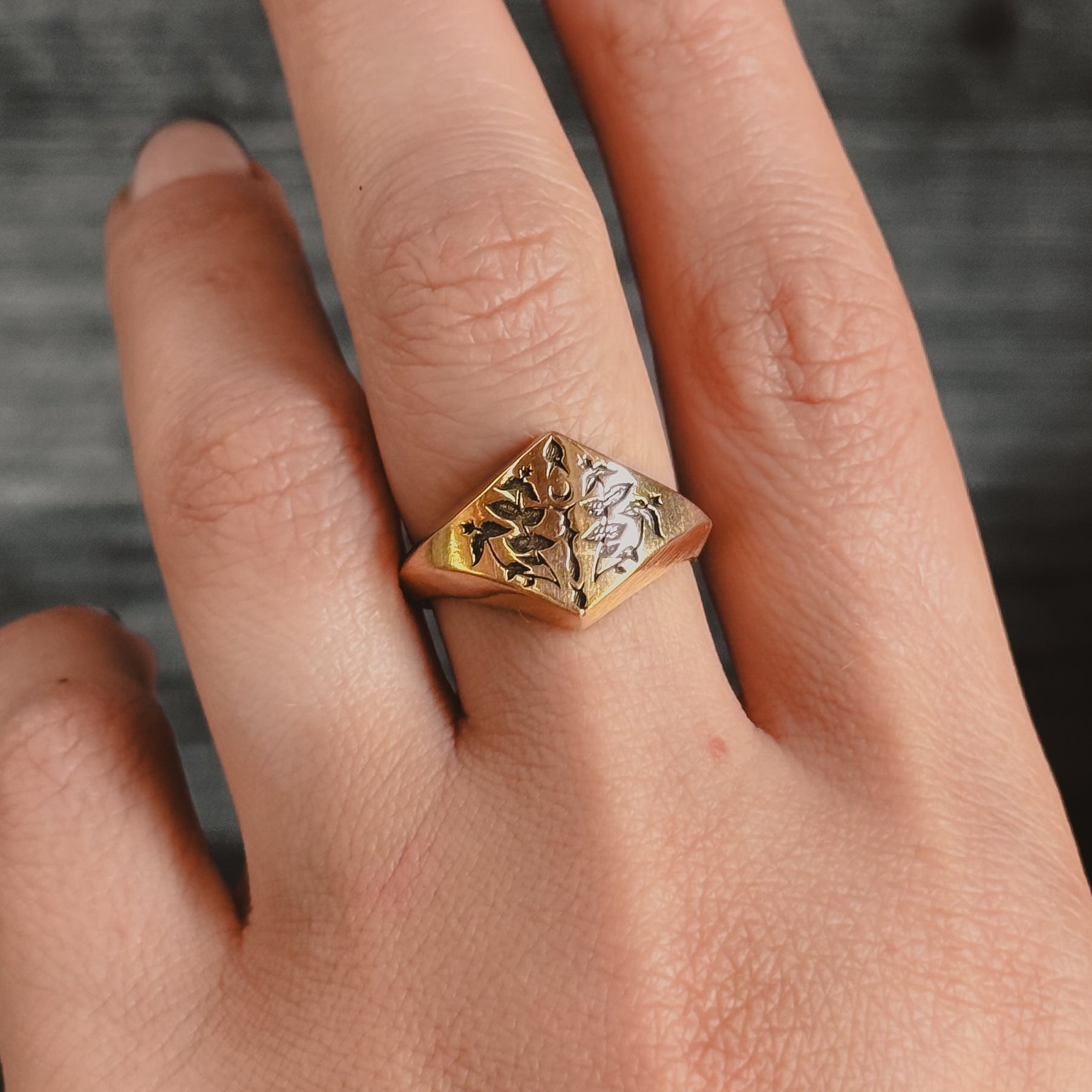 Lemon Balm Plant Magick Signet Ring – Acid Queen Jewelry