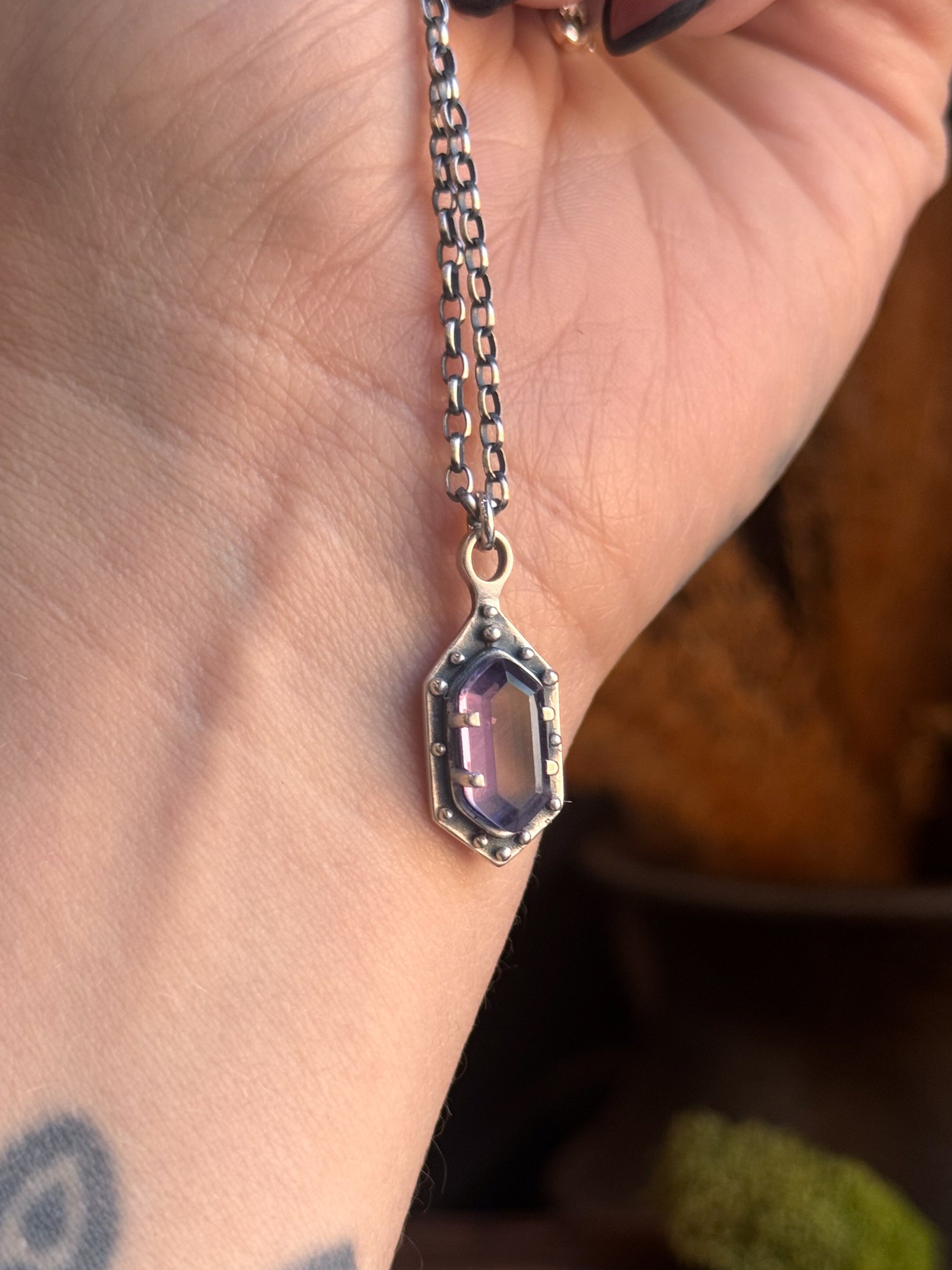 Maiden Hex Necklace | Amethyst & Sterling Silver – Acid Queen Jewelry
