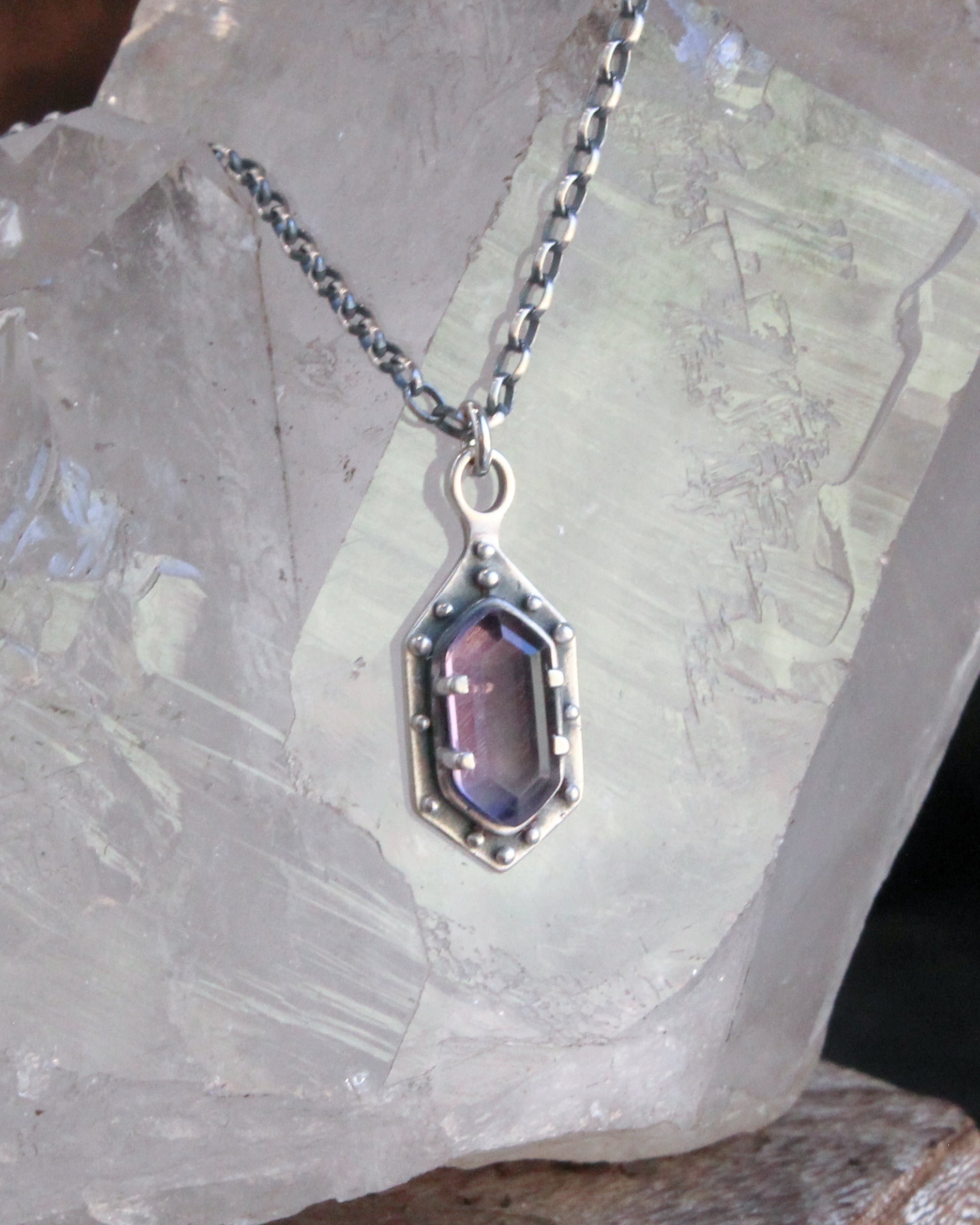 Maiden Hex Necklace | Amethyst & Sterling Silver – Acid Queen Jewelry