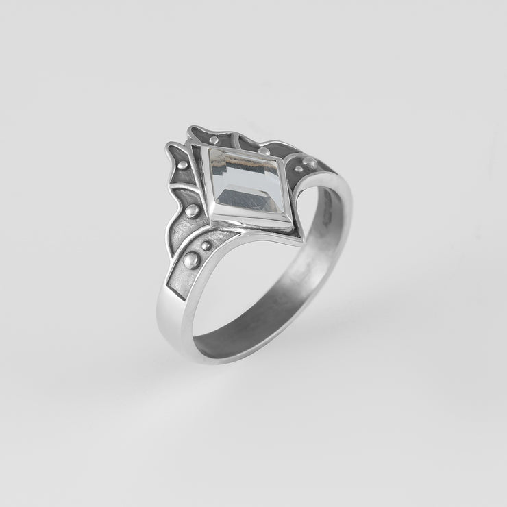 Portal Ring | Faceted Clear Quartz & Sterling Silver – Acid Queen Jewelry