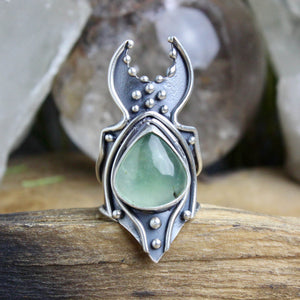 Warrior Moon Ring // Prehnite - Size 8 - Acid Queen Jewelry