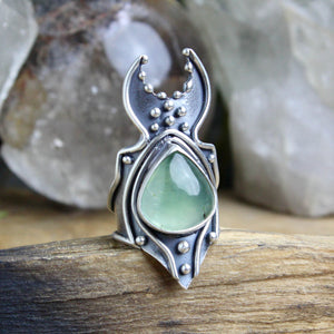 Warrior Moon Ring // Prehnite - Size 8 - Acid Queen Jewelry