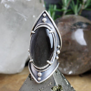 Warrior Shield Ring // Smoky Quartz - Size 8 - Acid Queen Jewelry