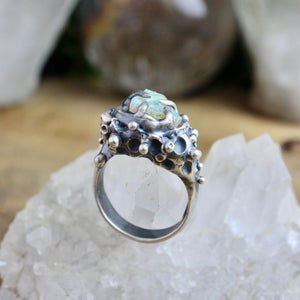 Captured Raw Opal Ring Size 7 - Acid Queen Jewelry