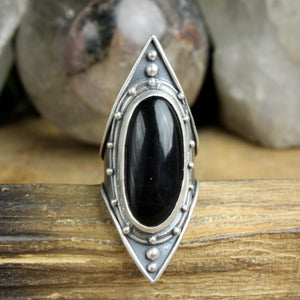 Warrior Shield Ring // Black Onyx - Size 8.5