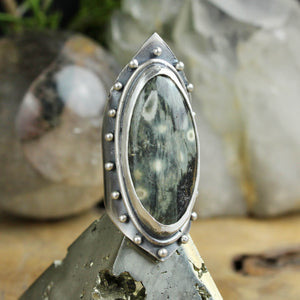Warrior Shield Ring // Ocean Jasper - Size 7.5