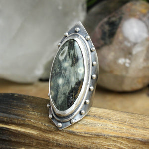 Warrior Shield Ring // Ocean Jasper - Size 7.5