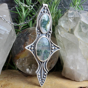 Voyager Necklace // Double Moss Agate - Acid Queen Jewelry