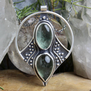 Conjurer Necklace // Double Green Quartz - Acid Queen Jewelry