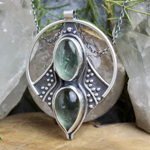 Conjurer Necklace // Double Green Quartz - Acid Queen Jewelry