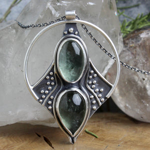 Conjurer Necklace // Double Green Quartz - Acid Queen Jewelry
