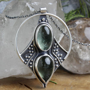 Conjurer Necklace // Double Green Quartz - Acid Queen Jewelry