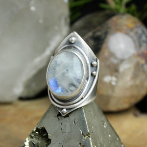 Warrior Ring // Rainbow Moonstone - Size 7