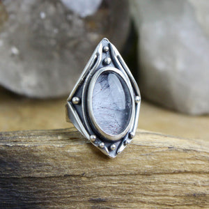 Warrior Ring // Hematoid Rutilated Quartz - Size 8.5 - Acid Queen Jewelry