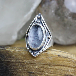 Warrior Ring // Hematoid Rutilated Quartz - Size 8.5 - Acid Queen Jewelry