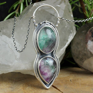 Voyager Necklace // Double Rainbow Fluorite
