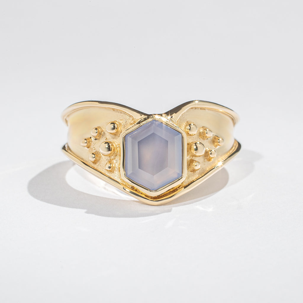 Isis Ring - Blue Chalcedony - 14K Gold - Acid Queen Jewelry