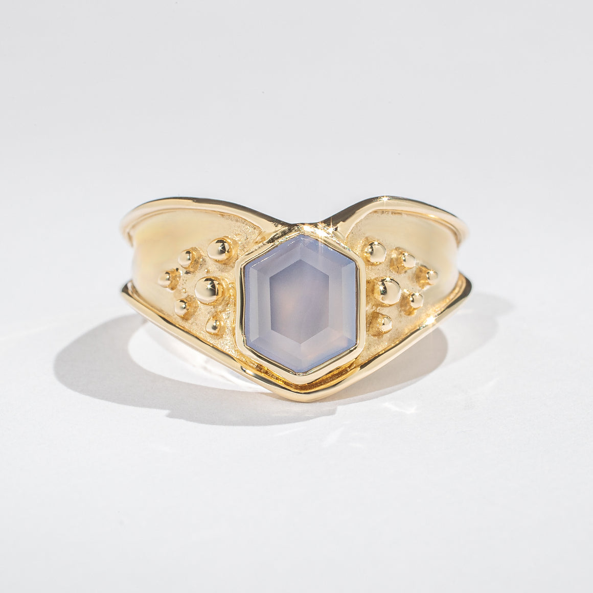 Isis Ring - Blue Chalcedony - 14K Gold