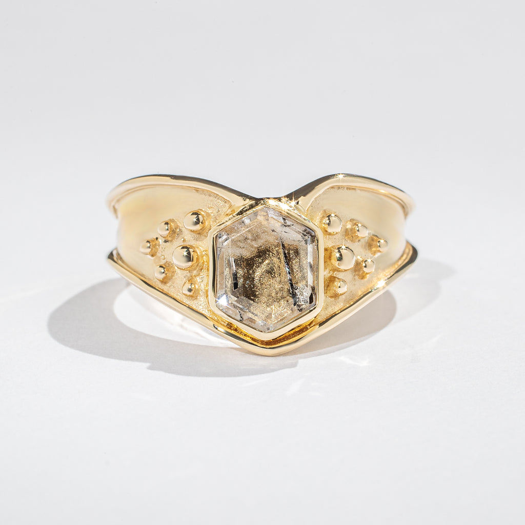 Isis Ring - Tourmalated Quartz - 14K Gold - Acid Queen Jewelry