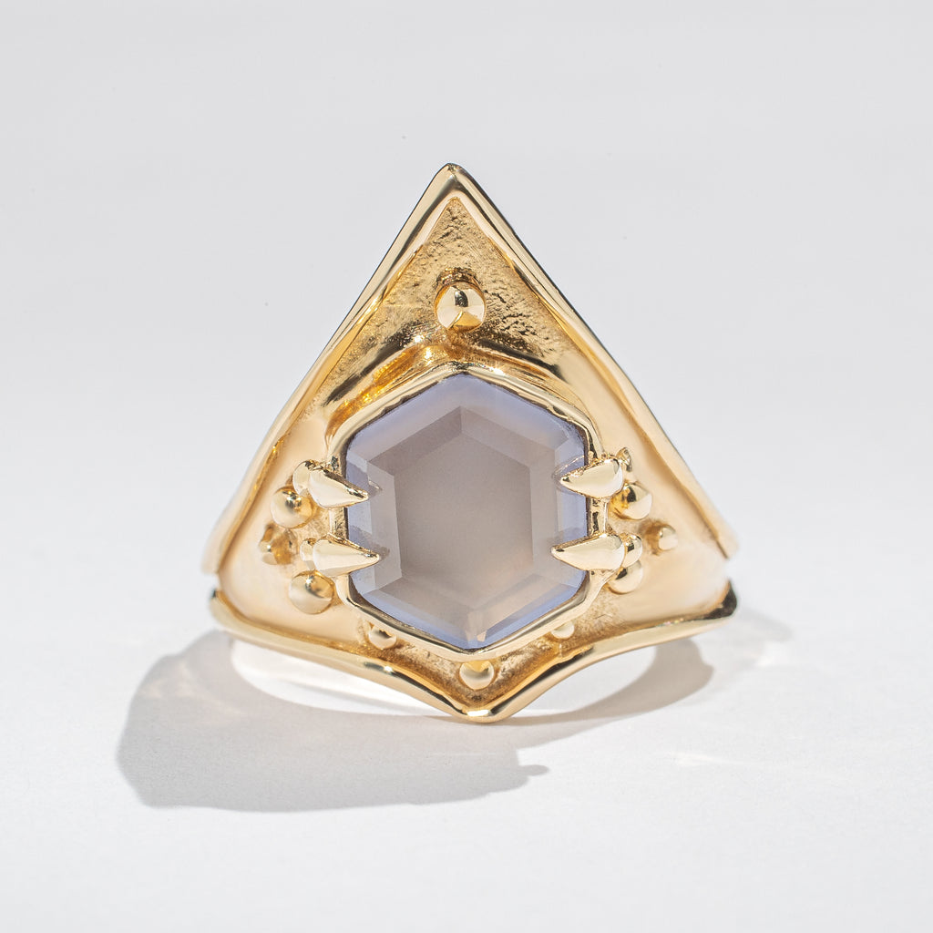 Shakti Ring - Blue Chalcedony - 14K Gold - Acid Queen Jewelry