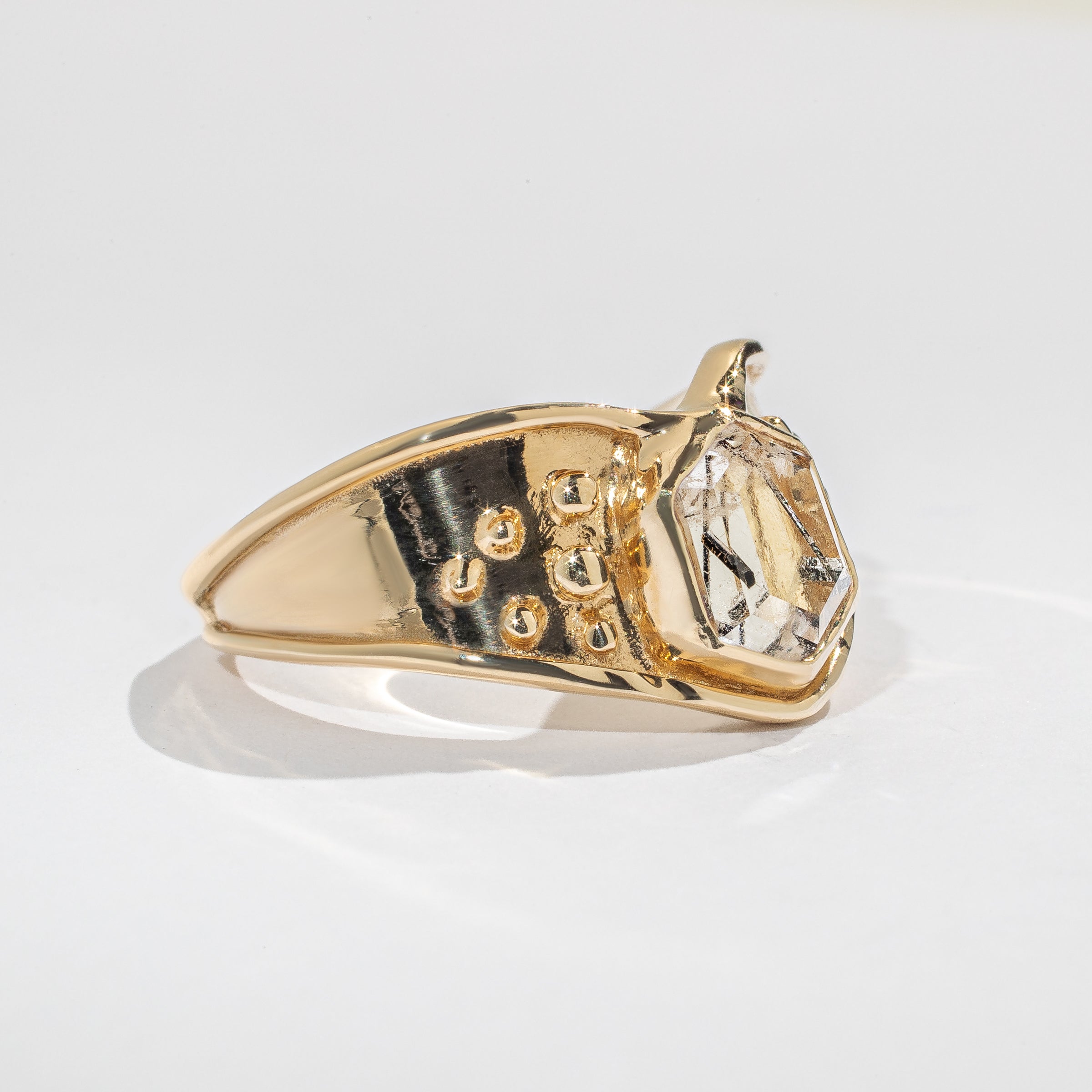 Isis Ring - Tourmalated Quartz - 14K Gold - Acid Queen Jewelry