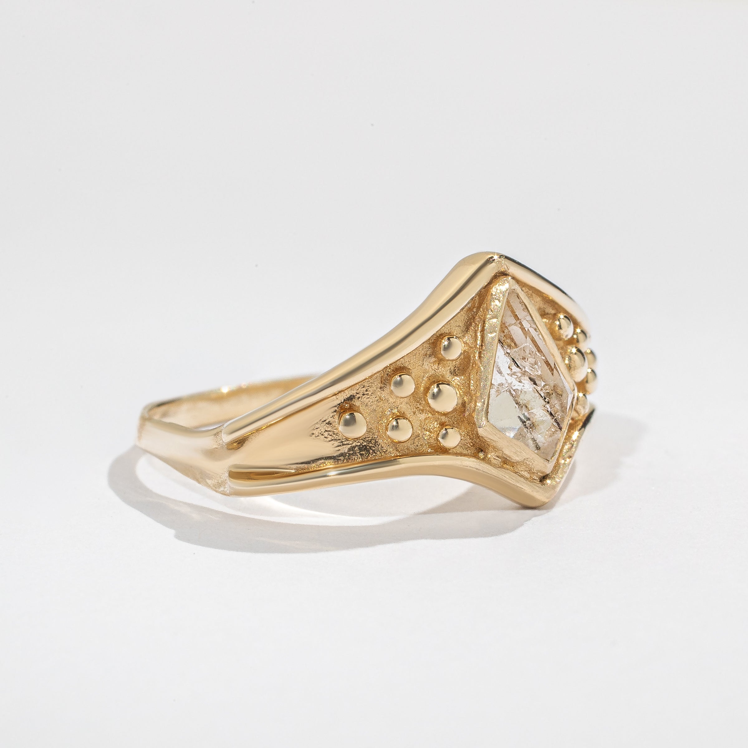 Brigid Ring - Tourmalated Quartz - 14K Gold - Acid Queen Jewelry