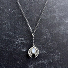 Crescent Moon Lariat Necklace // Rainbow Moonstone - Acid Queen Jewelry