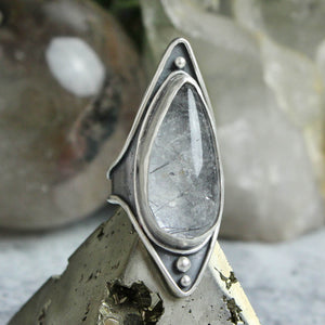 Warrior Shield Ring // Tourmalated Quartz - Size 8