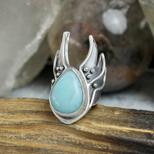 Winged Warrior Ring // Larimar - Size 7.5
