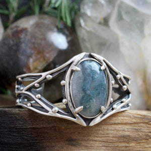 Warrior Laced Cuff // Moss Agate - Acid Queen Jewelry