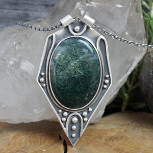 Voyager Necklace // Moss Agate - Acid Queen Jewelry