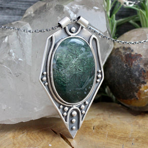 Voyager Necklace // Moss Agate - Acid Queen Jewelry