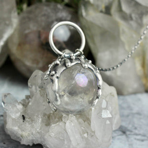 Sorceress Crystal Ball Necklace // Rainbow Aura Quartz