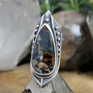 Warrior Shield Ring // Pietersite- Size 5.5 - Acid Queen Jewelry
