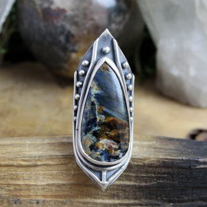 Warrior Shield Ring // Pietersite- Size 5.5 - Acid Queen Jewelry