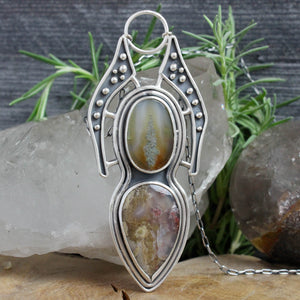 Prophetess Necklace // Double Moss Agate - Acid Queen Jewelry