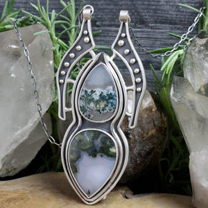 Prophetess Necklace // Double Moss Agate - Acid Queen Jewelry
