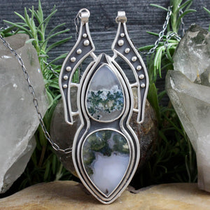 Prophetess Necklace // Double Moss Agate - Acid Queen Jewelry