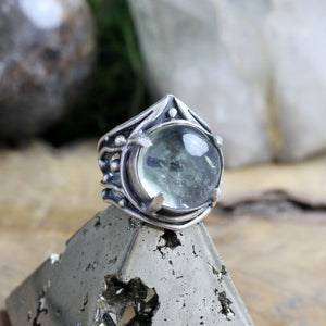 Warrior Laced Ring // Green Quartz- Size 8 - Acid Queen Jewelry